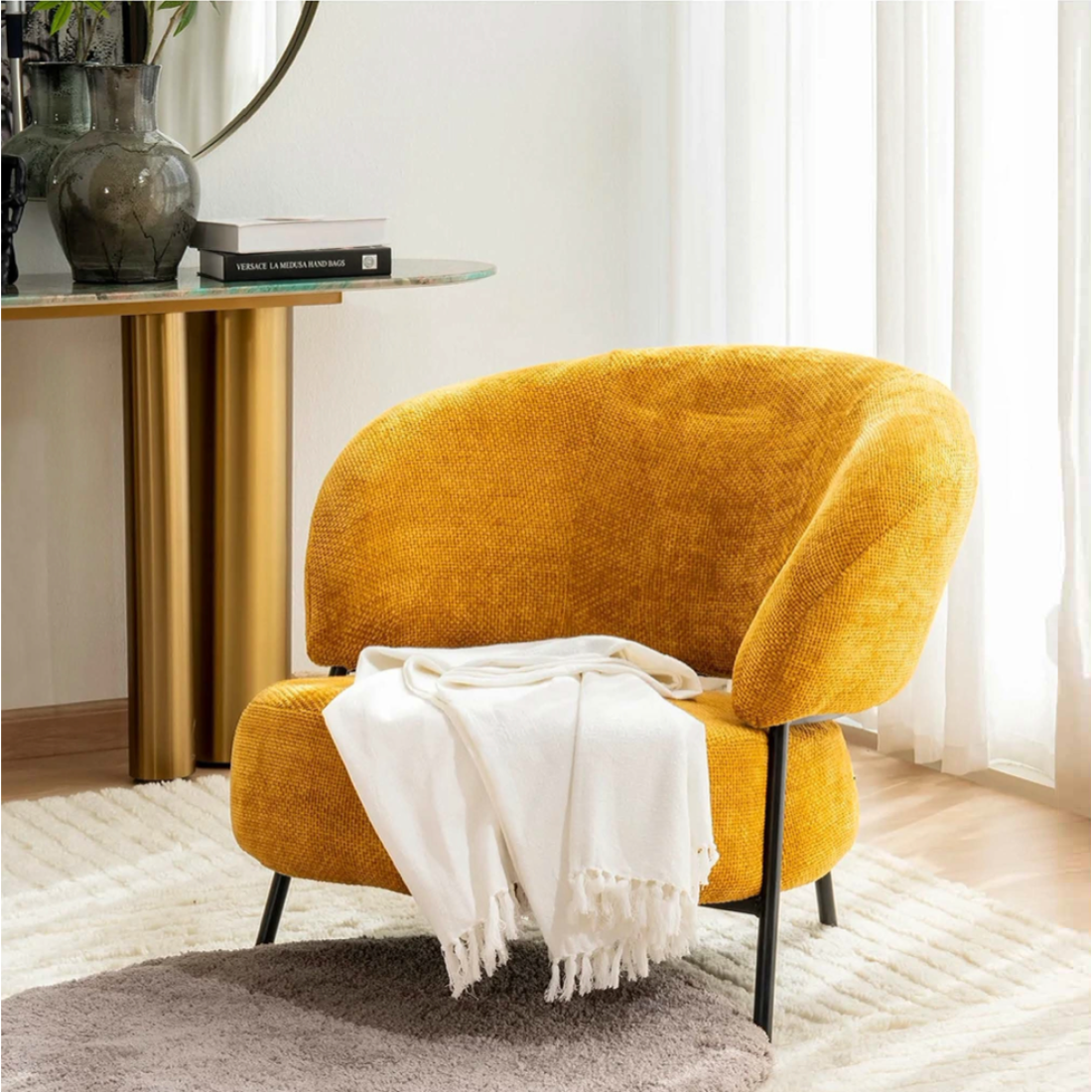 Mustard Twill Accent Chair
