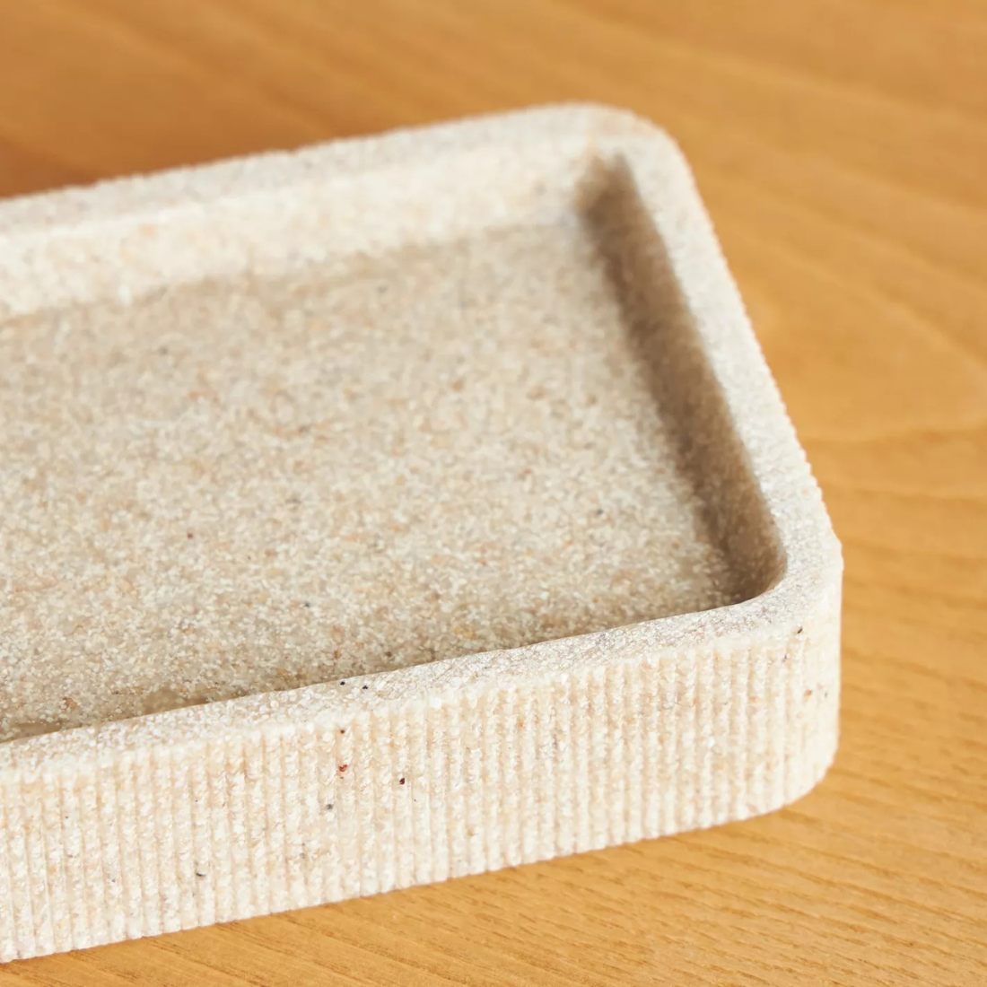 Rectangular Ribbed Stone Soap Dish
