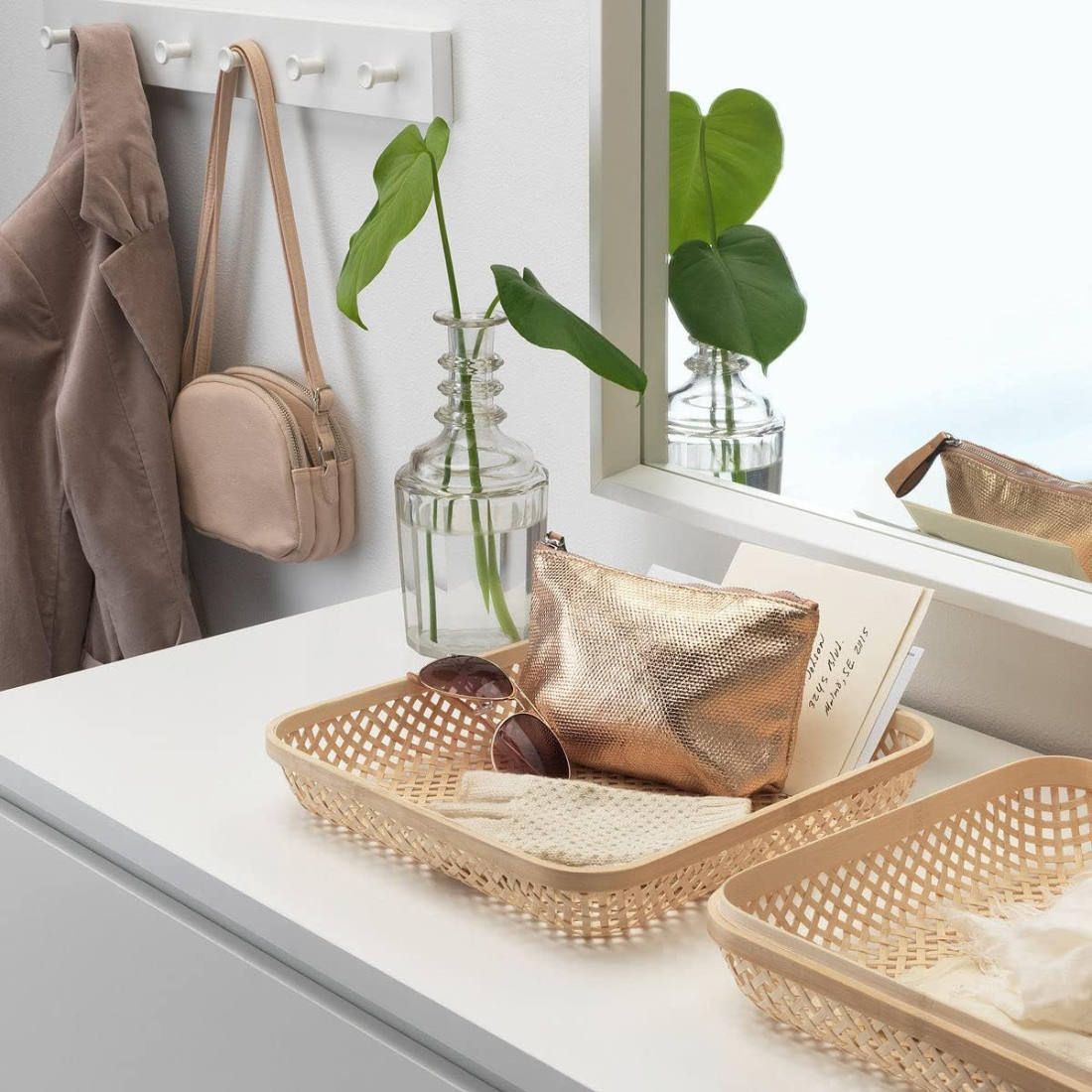 Flat Woven Basket with Lid