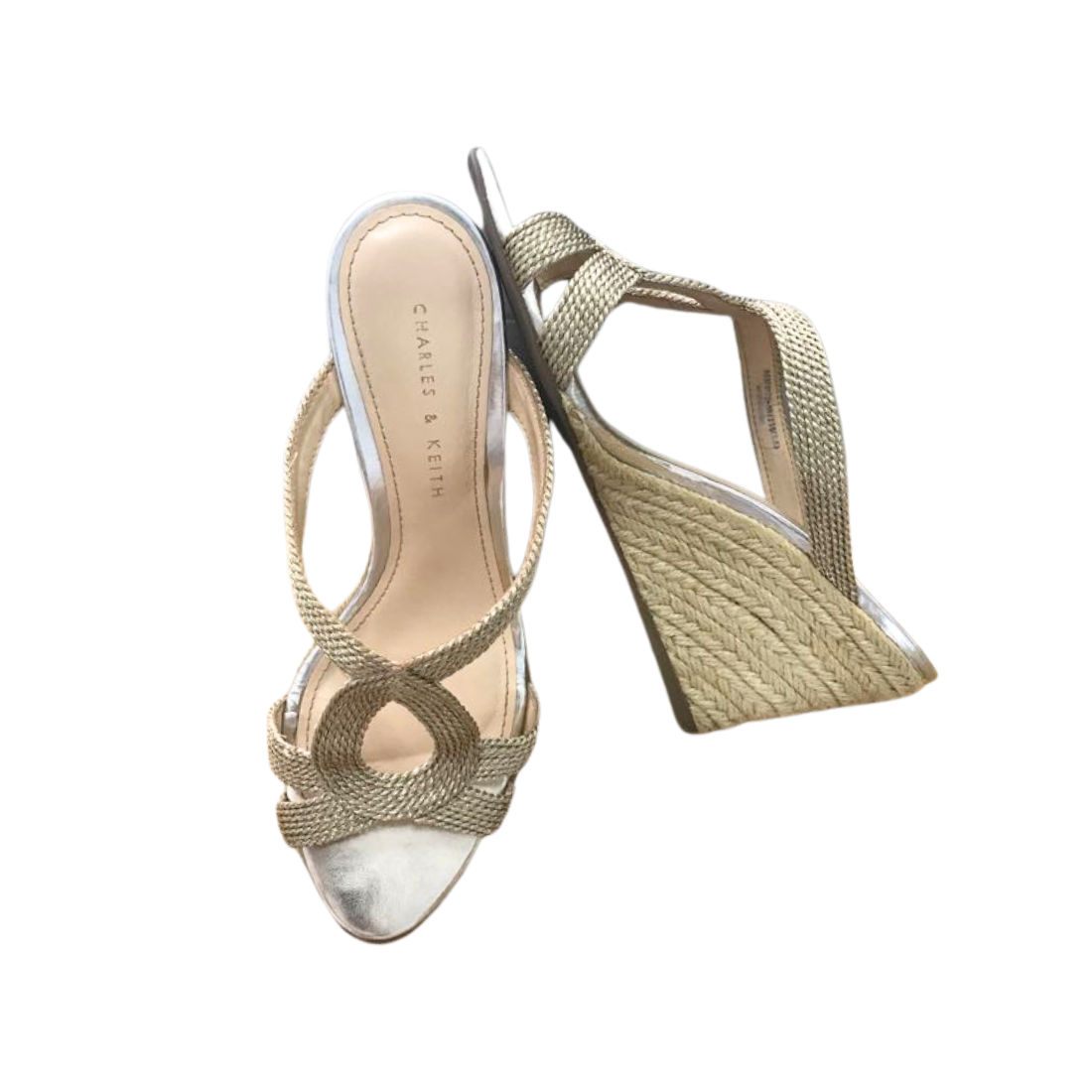 Gold Braided Wedge Mules
