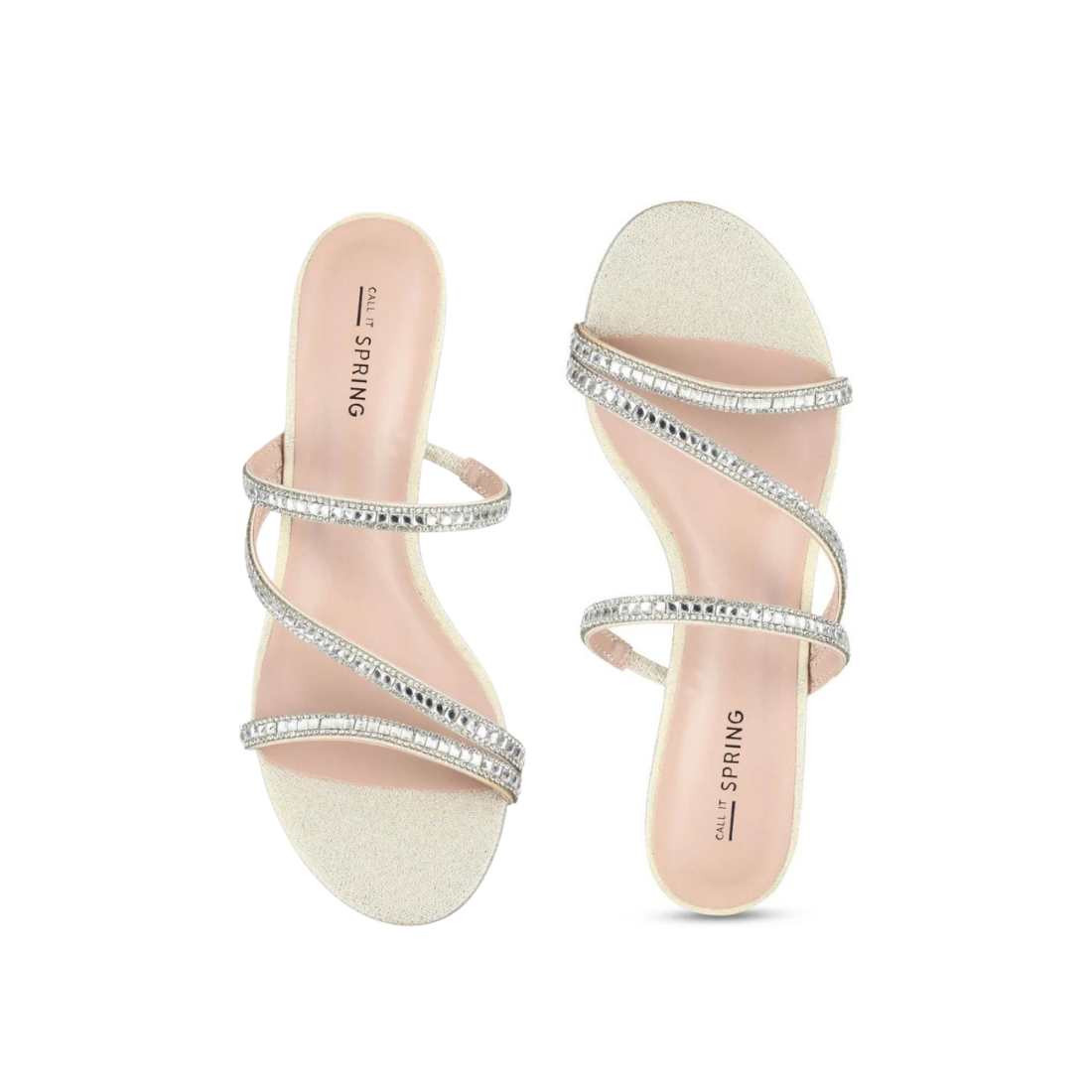 Sparkly Strap Wedge Heeled Mules
