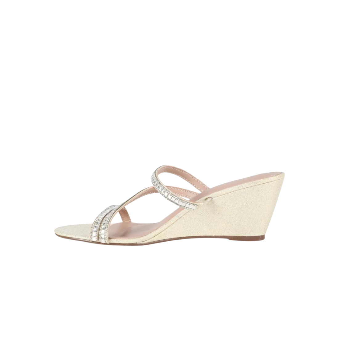 Sparkly Strap Wedge Heeled Mules