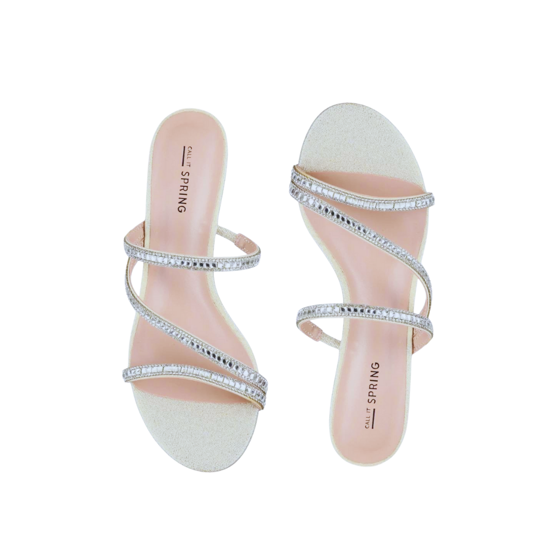 Sparkly Strap Wedge Heeled Mules