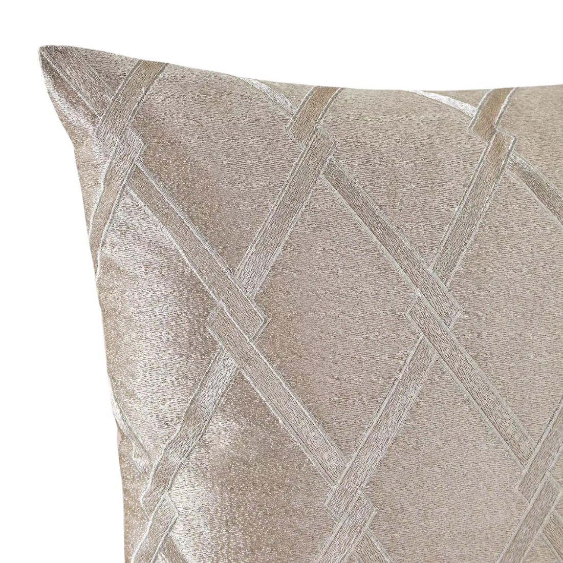 Geometric Embroidered Silk Cushion