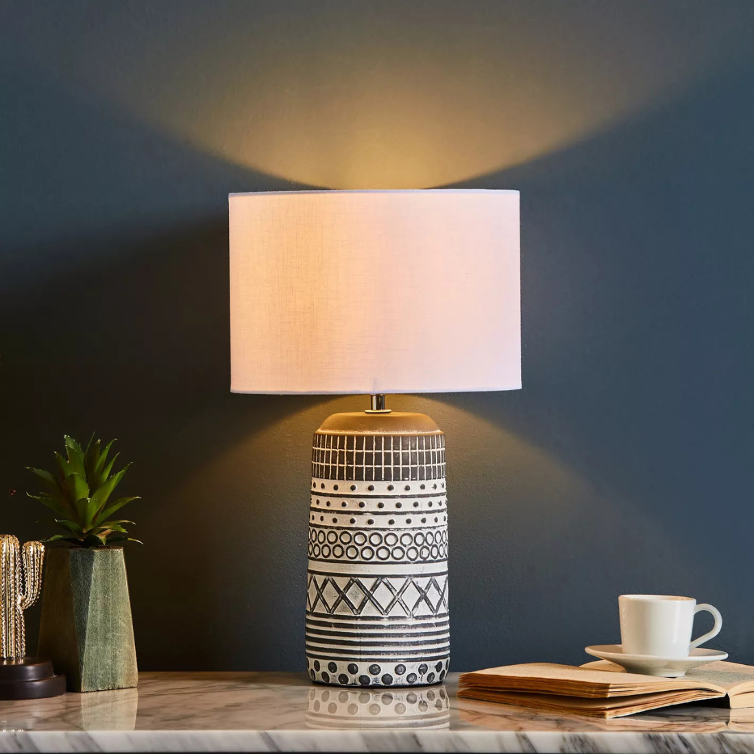 Grey Painted Ceramic Table Lamp