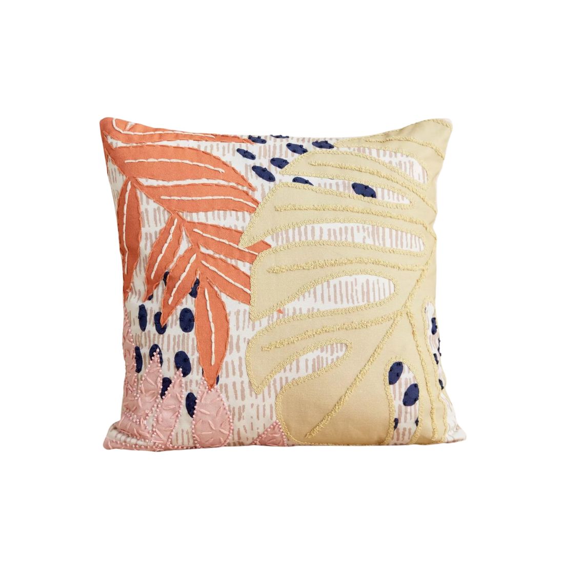 Leaf Patchwork Multicolored Cushion
