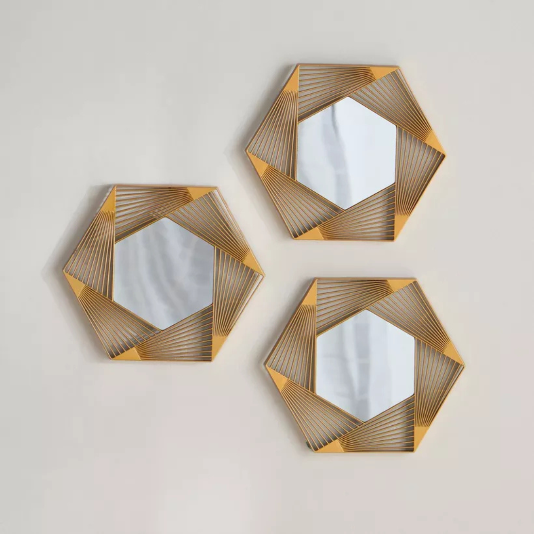 3 Piece Geometric Wall Mirror Set
