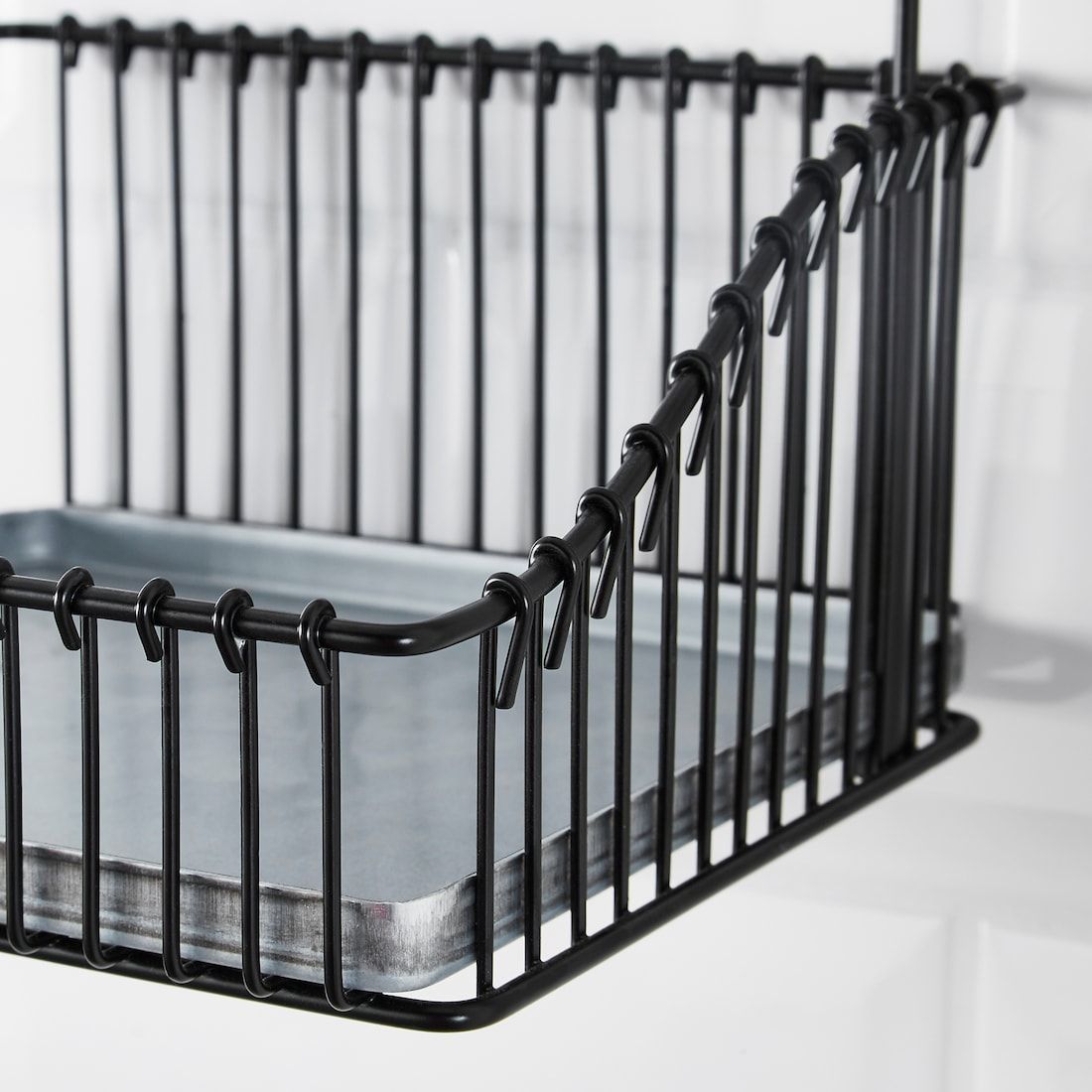 Black Basket with Wooden Handle