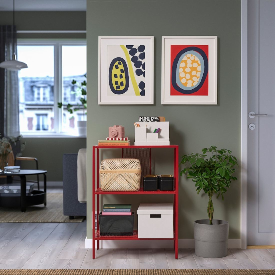 Red 3 Tier Shelving Unit