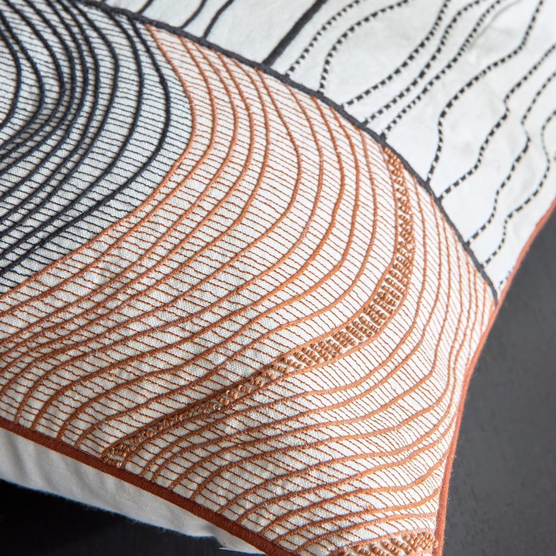 Waves Embroidered Cushion