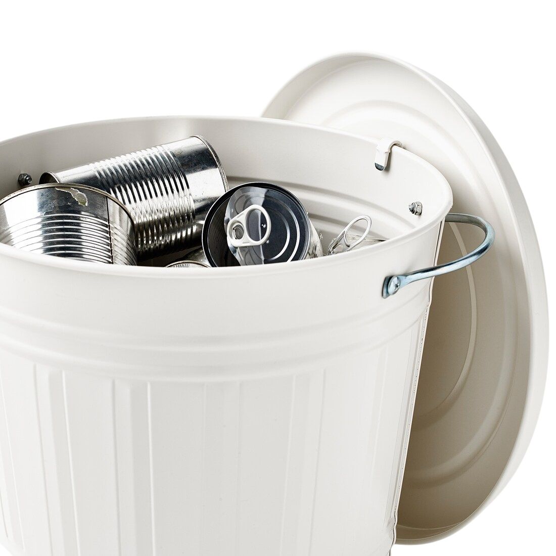 White Metallic Bin with Lid