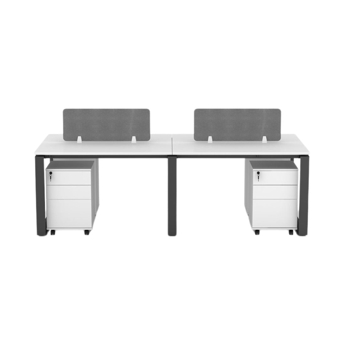 Large 4 Seater Work Space Table with Grey Partitions