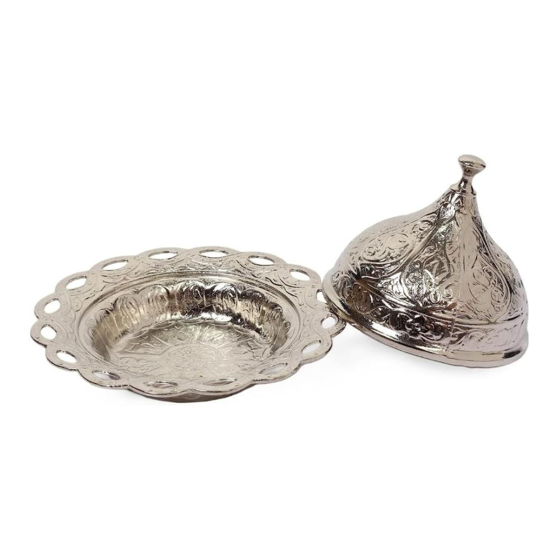 Silver Arabic Candy & Sugar Bowl with Decorative Lid