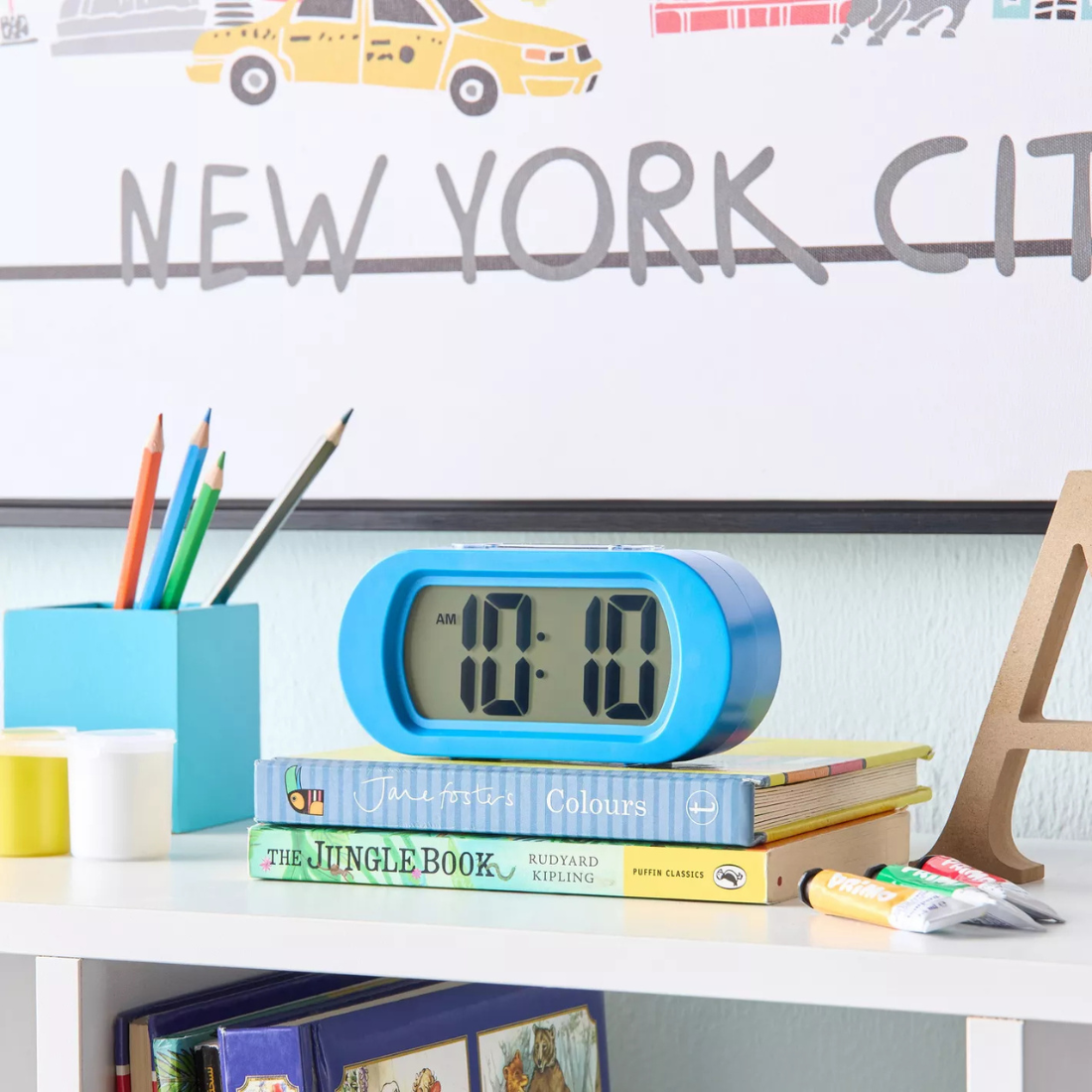 Blue Digital Alarm Clock