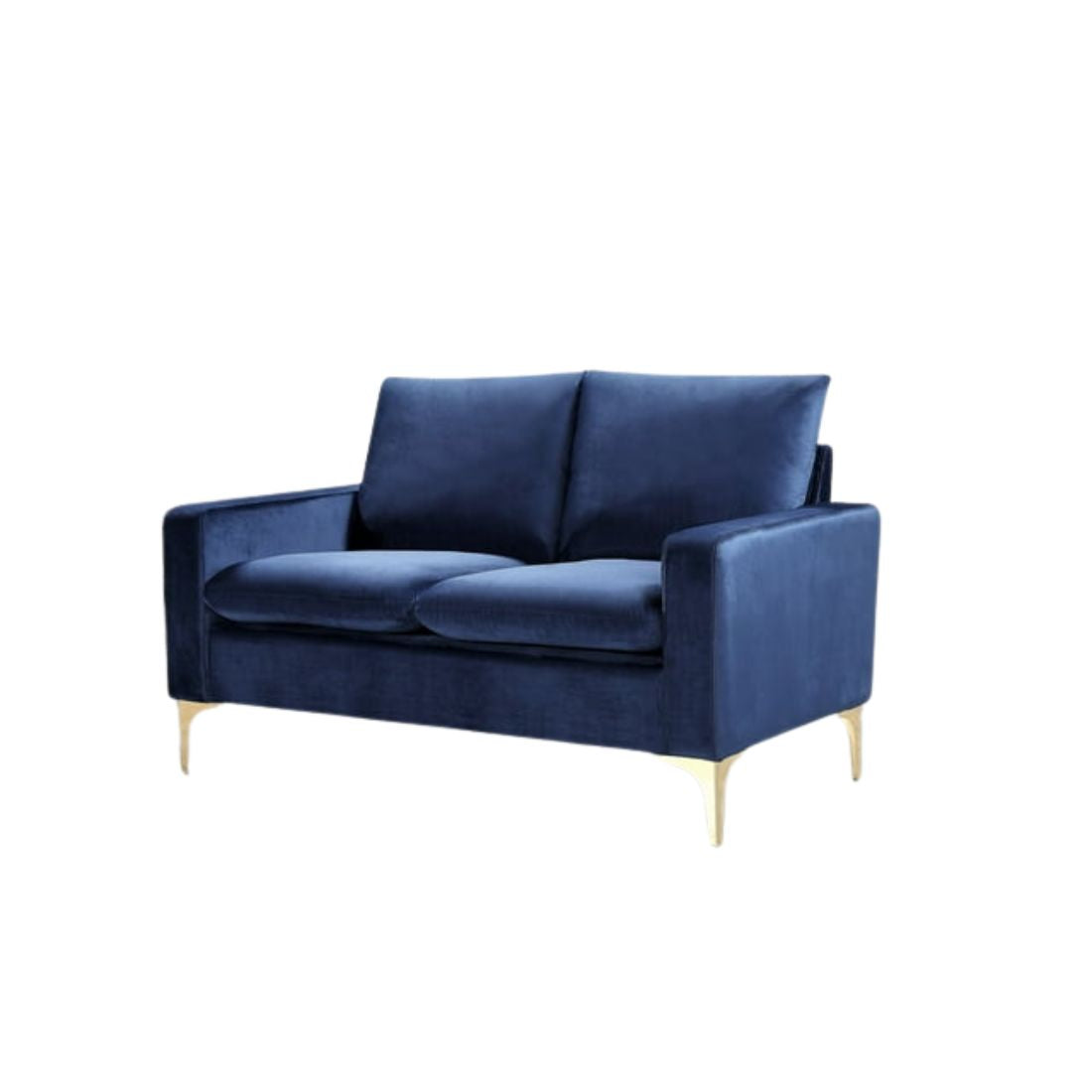 Navy Blue Velvet 2 Seater Mid Century Couch