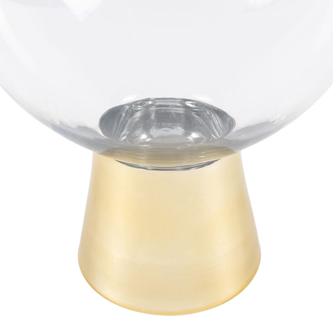 Large Round Clear Vase with Gold Base