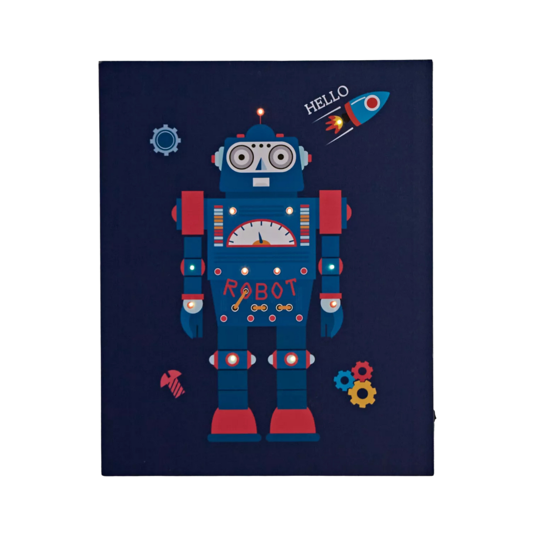Blue Robot LED Canvas Artwork
