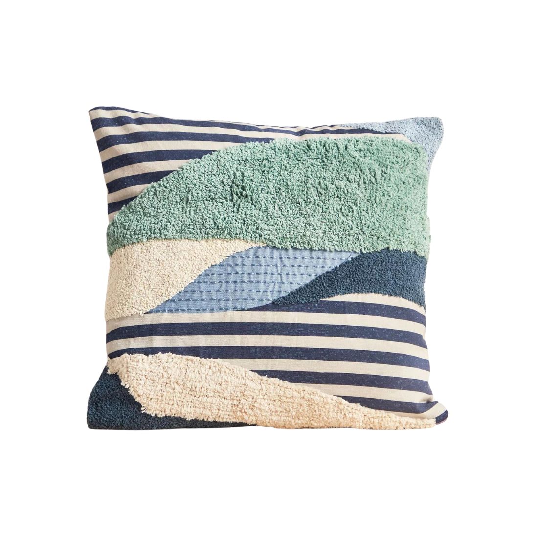 Multicolored Geometric Patchwork Cushion