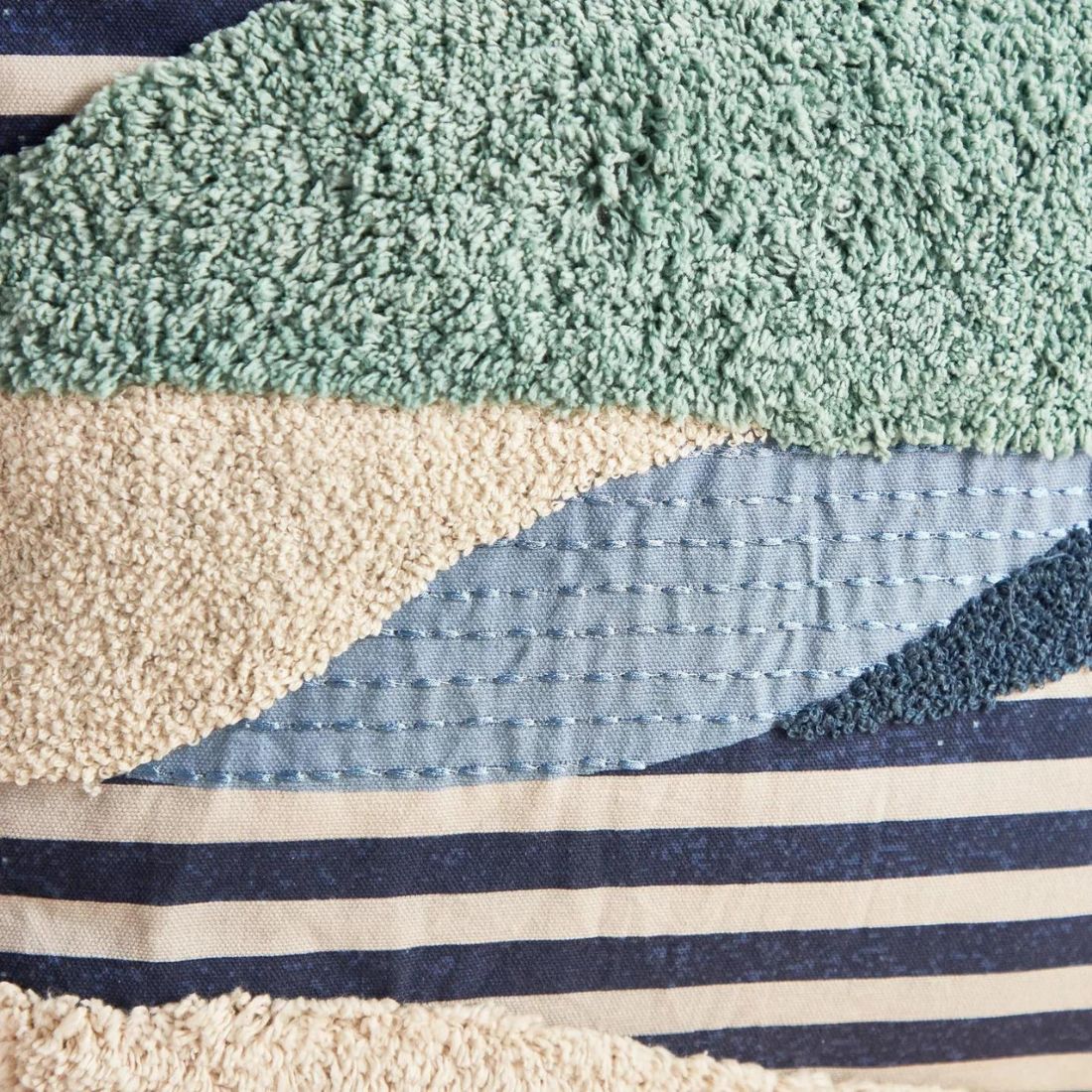 Multicolored Geometric Patchwork Cushion