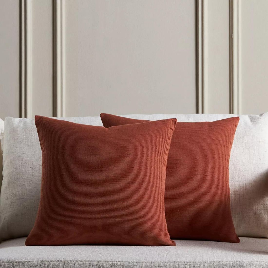 Ribbed Rust Cushion