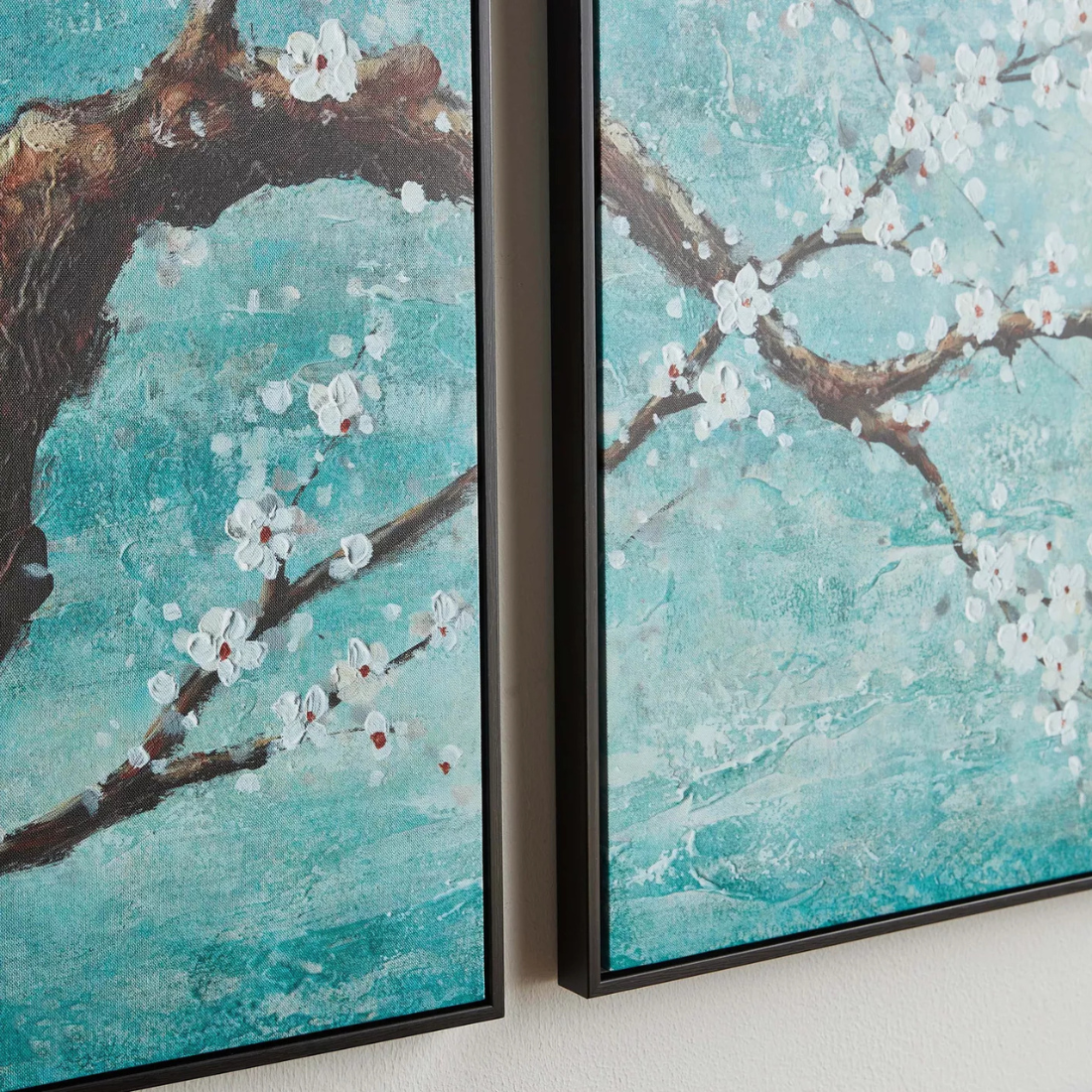 Cherry Blosson 3-Panel Framed Canvas Wall Art Set