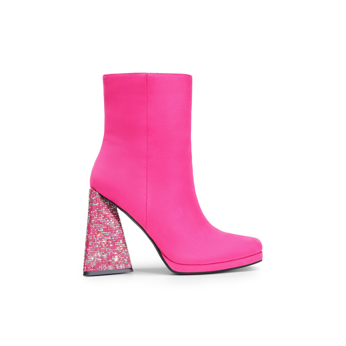 Fuchsia Bedazzled Block Heel Midi Boots