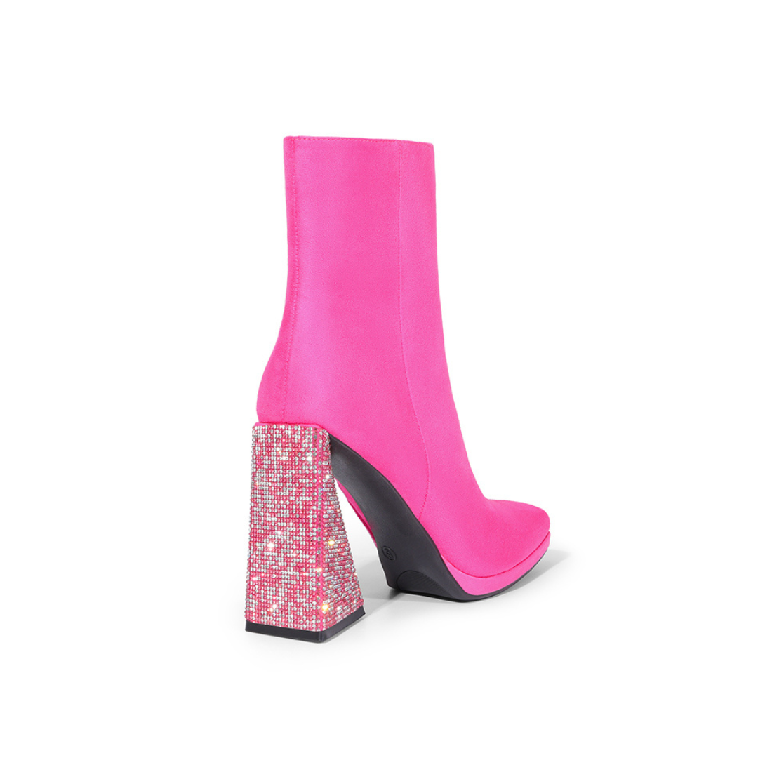 Fuchsia Bedazzled Block Heel Midi Boots