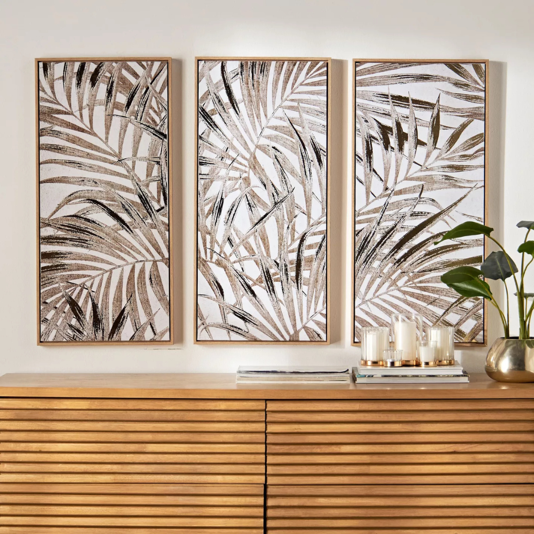 Leaves 3-Panel Framed Canvas Wall Art Set
