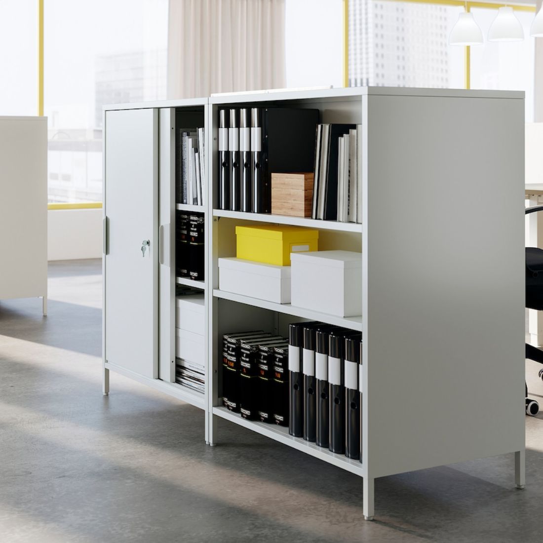 White Cabinet with Sliding Doors