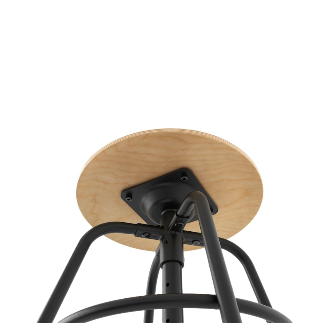 Wooden Stool with Adjustable Black Base