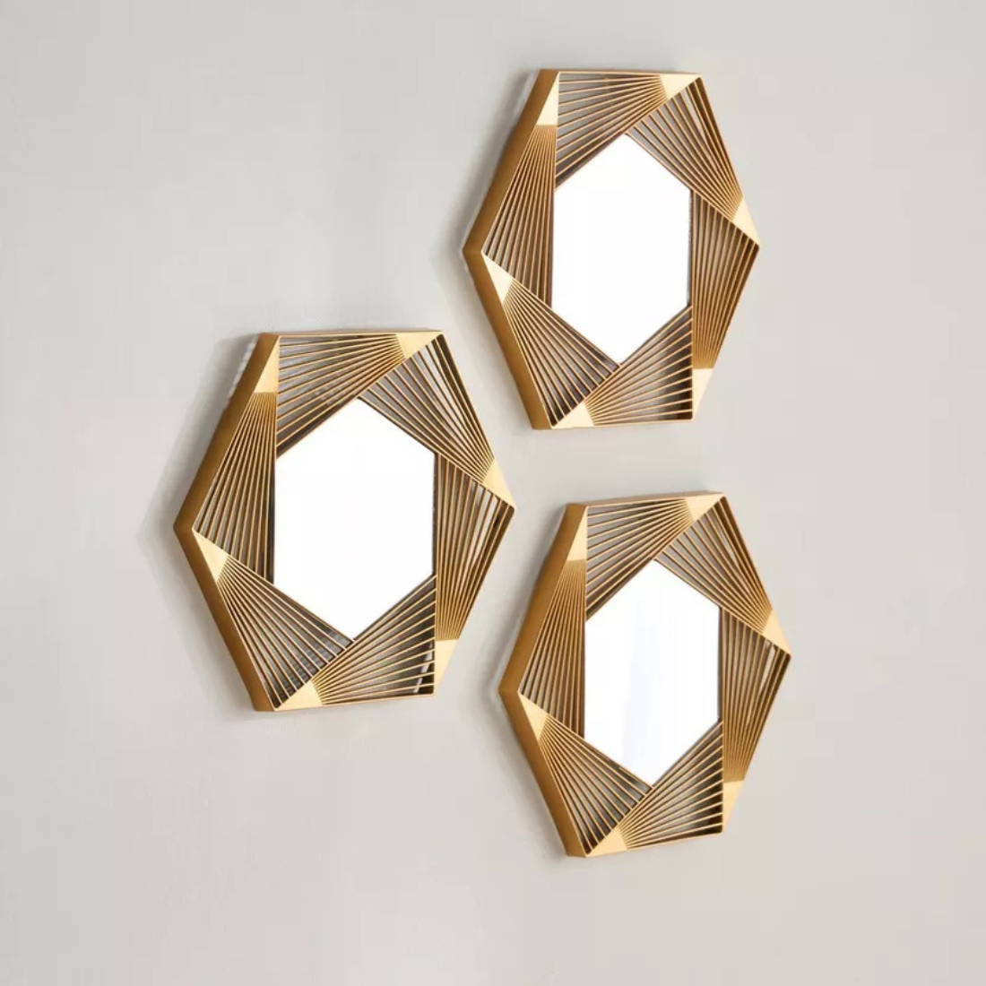 3 Piece Geometric Wall Mirror Set