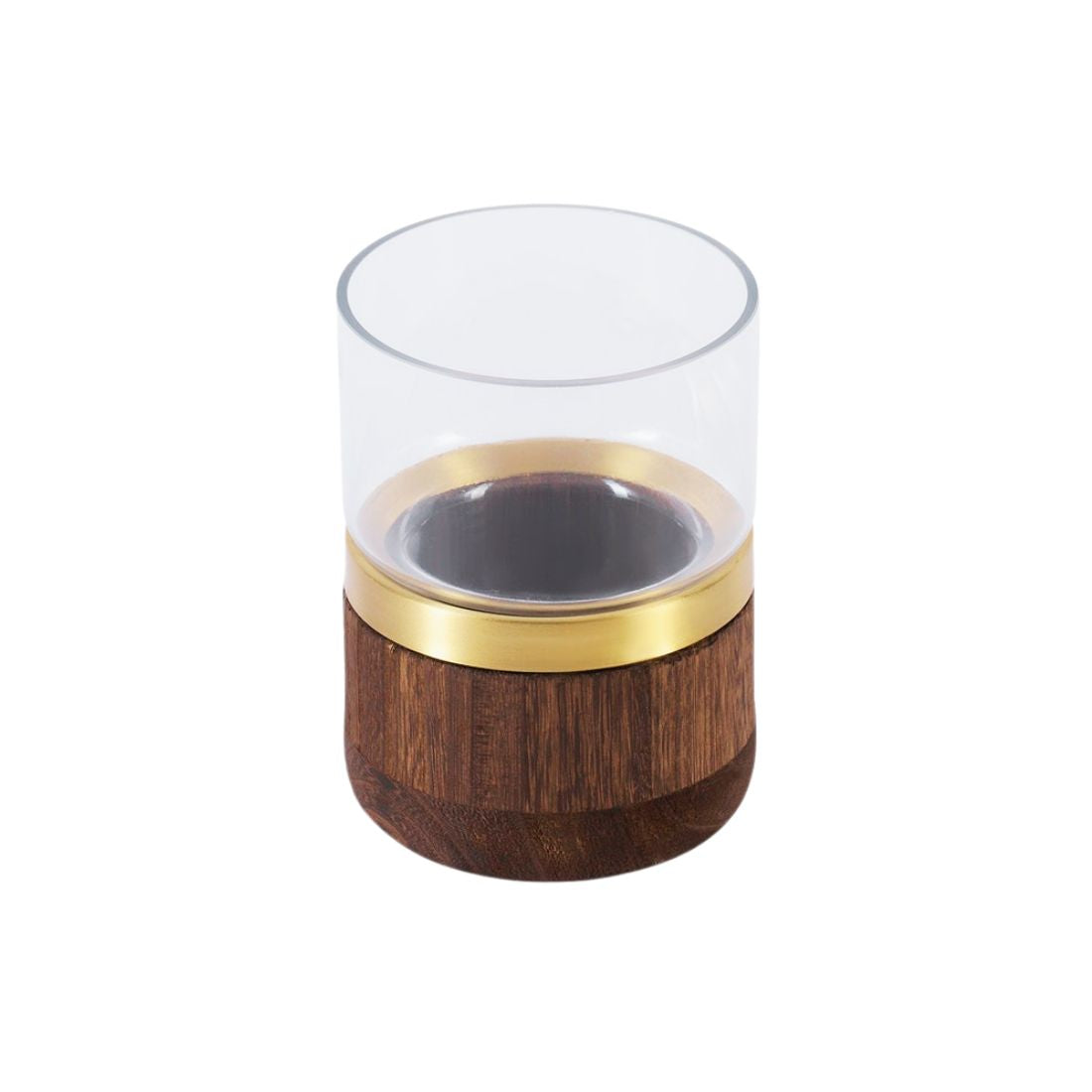 Glass Vase and Candle Holder With Wooden Base
