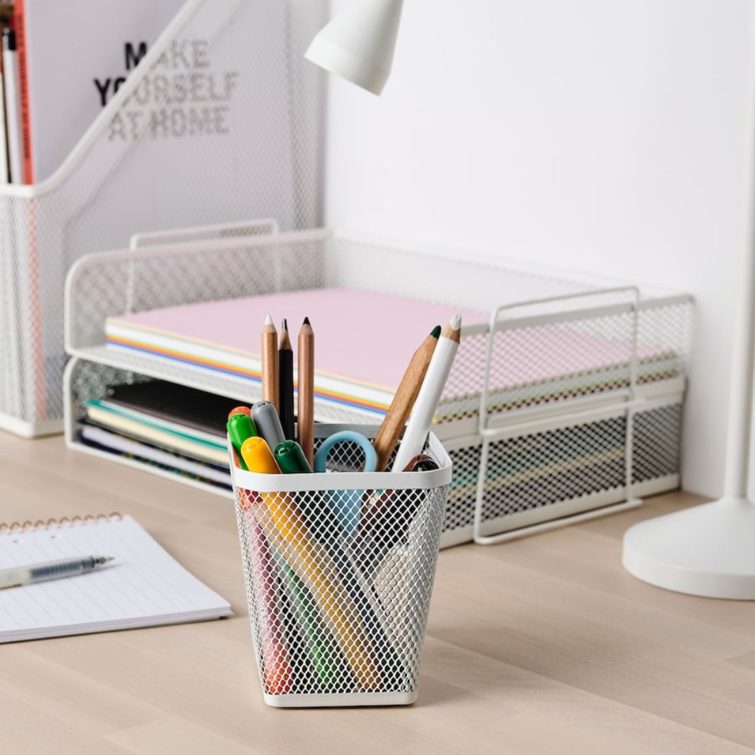 White Mesh Pen Holder
