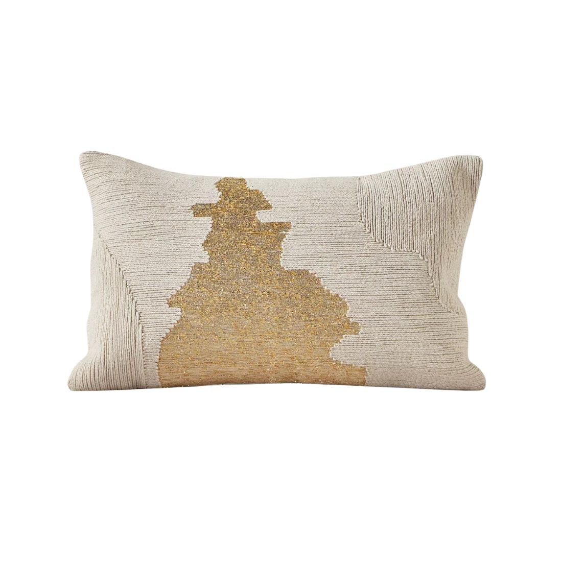 Gold and Jute Embroidered Cushion