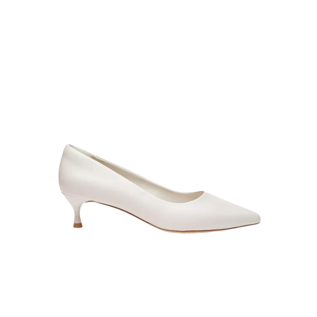 Off White Slip On Pumps with Kitten Heels