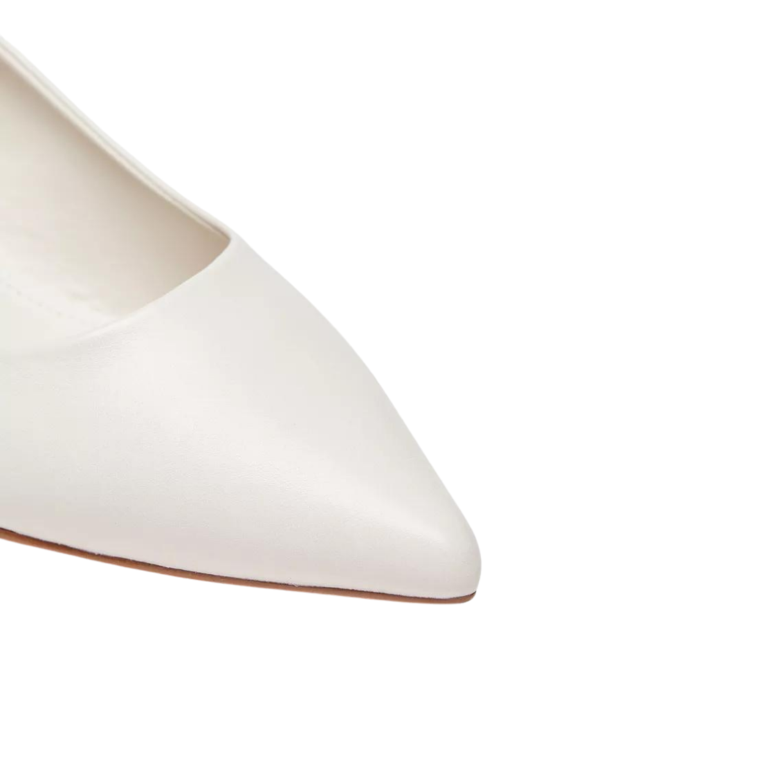 Off White Slip On Pumps with Kitten Heels
