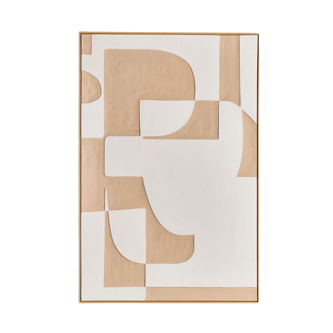 Beige & White Wall Art with Wooden Frame