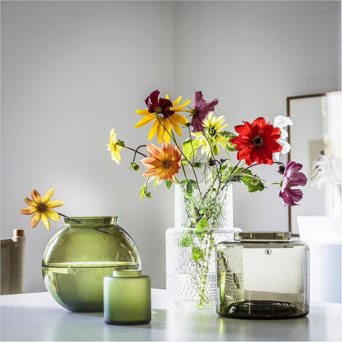 Green Glass Round Vase