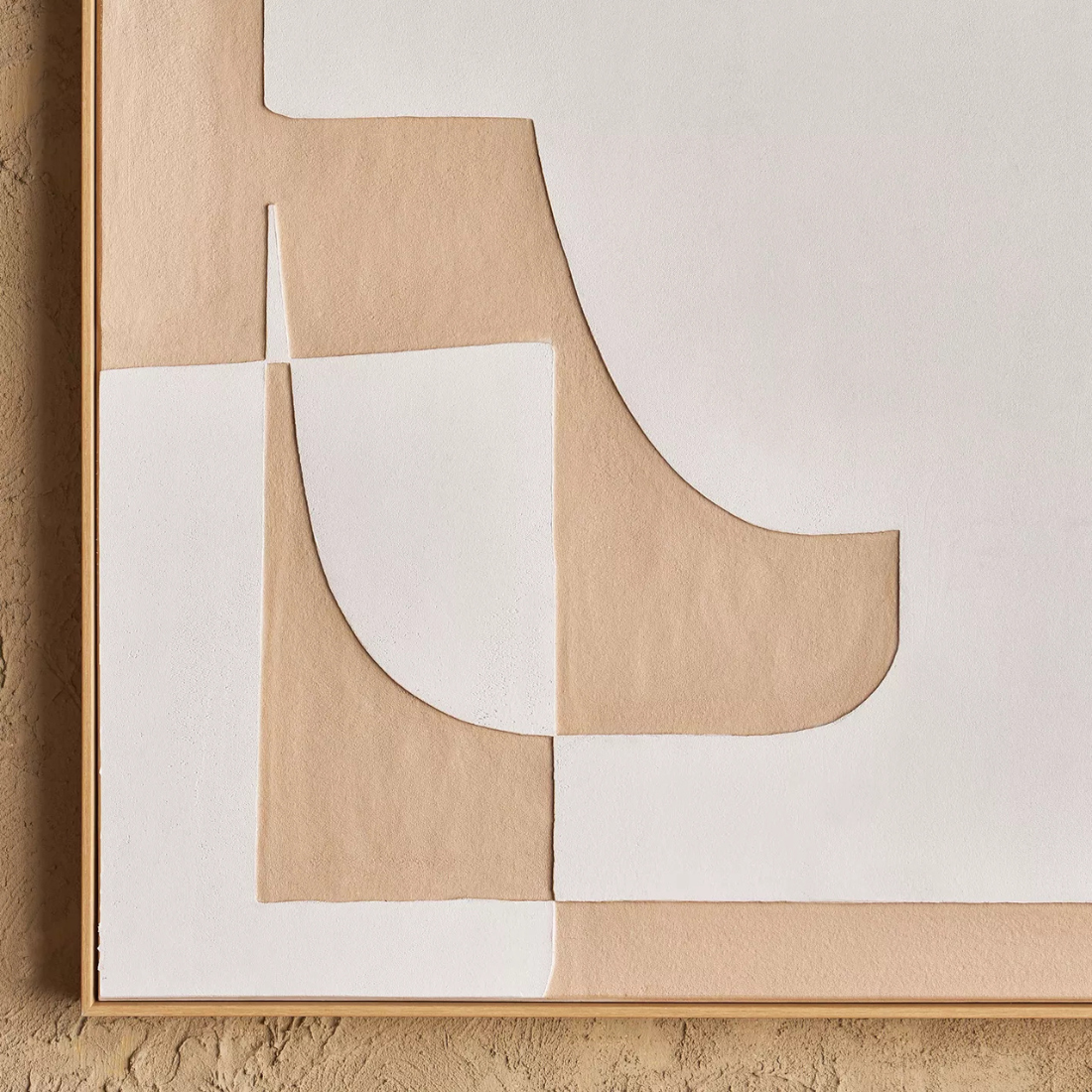 Beige & White Wall Art with Wooden Frame