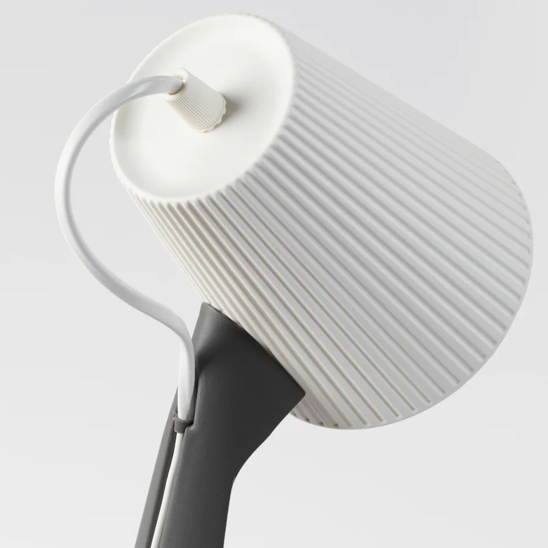 White/Grey Ribbed Table Lamp
