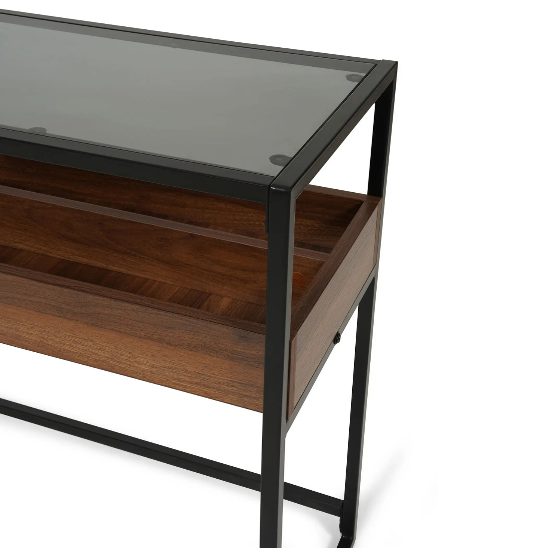 Black/Wooden Glass Console
