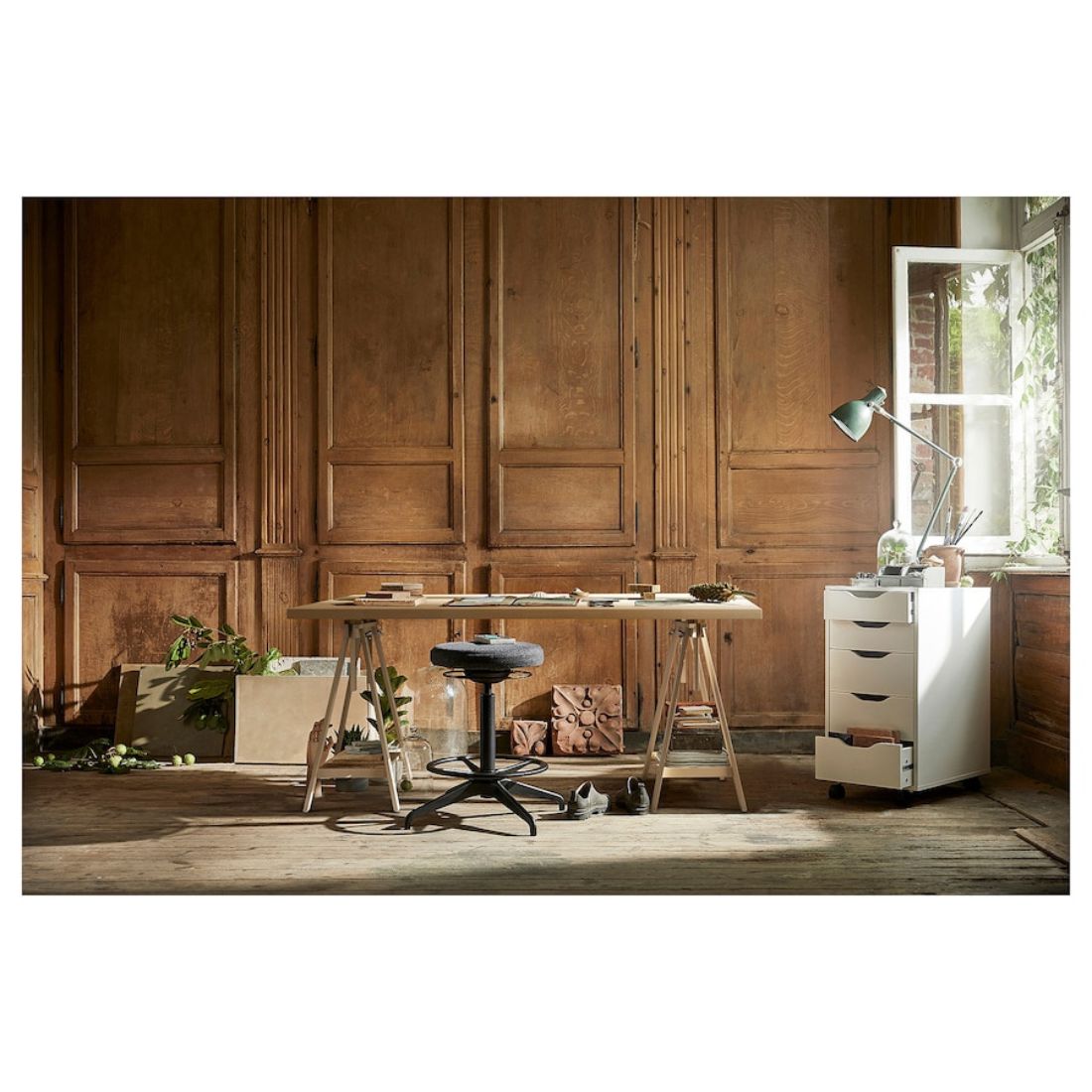 Birch Wood Industrial Work Table
