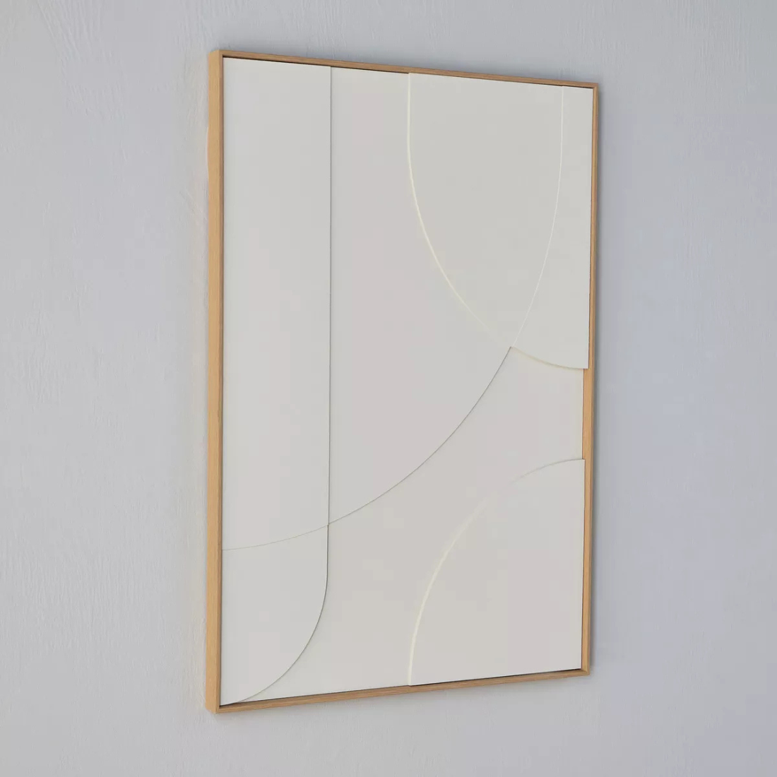 White Wall Art with Wooden Frame