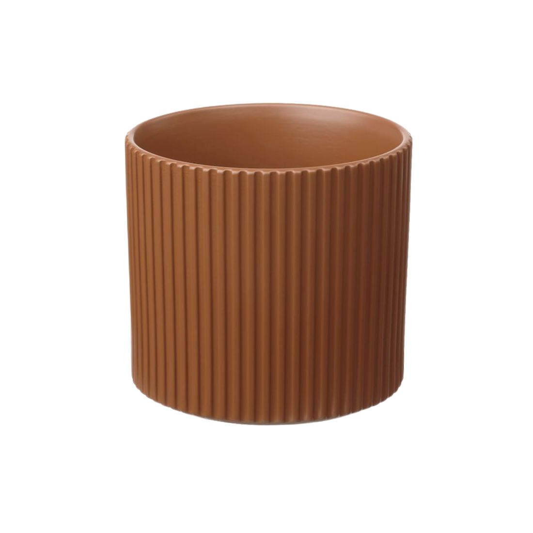 Brown Ribbed Pot