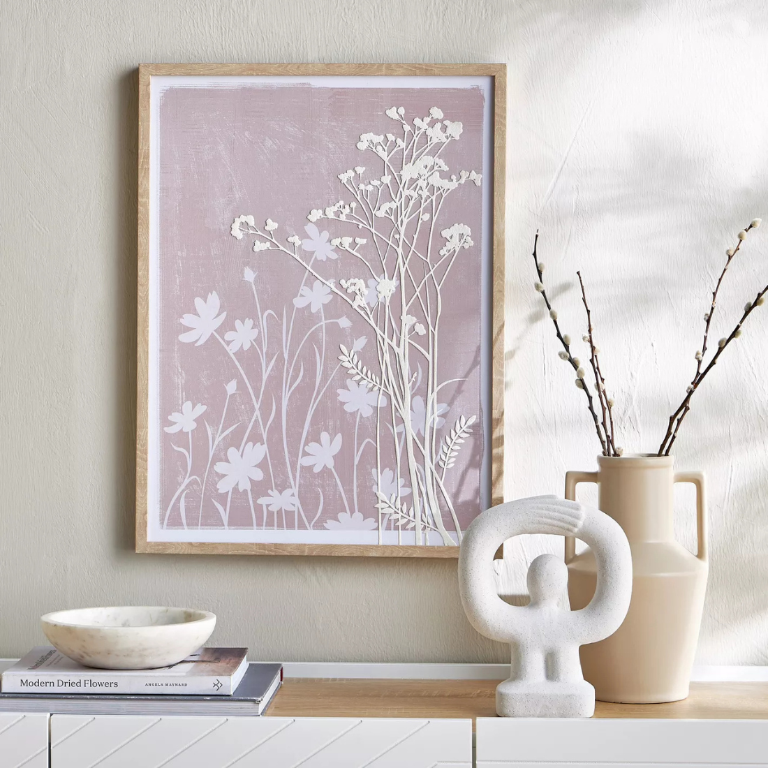 Wooden Framed 3D Pink Artwork