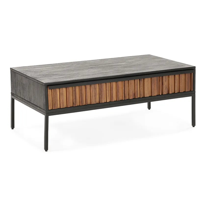 Rectangular Black and Walnut Panelled Coffee Table with 2 Drawers