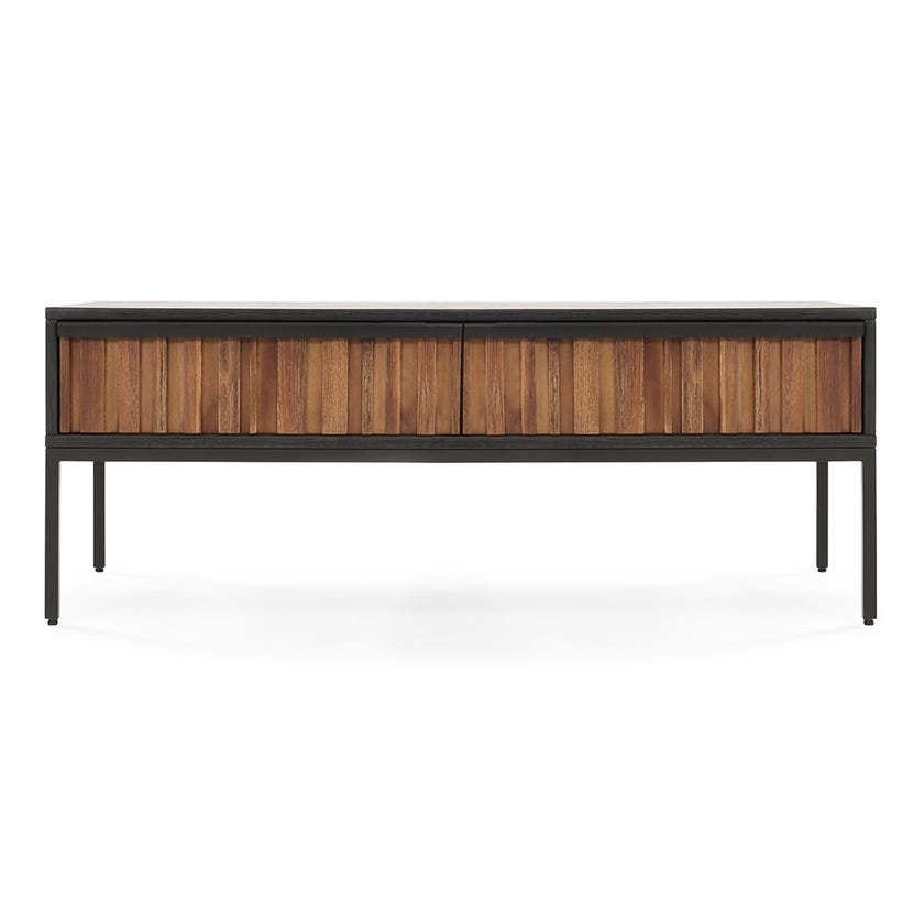 Rectangular Black and Walnut Panelled Coffee Table with 2 Drawers