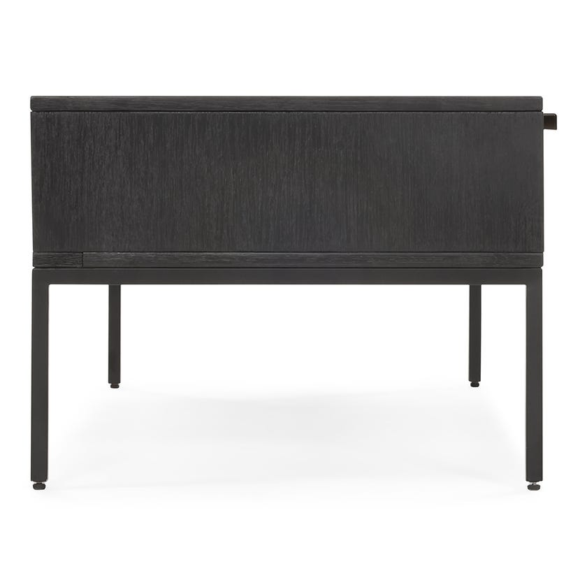 Rectangular Black and Walnut Panelled Coffee Table with 2 Drawers