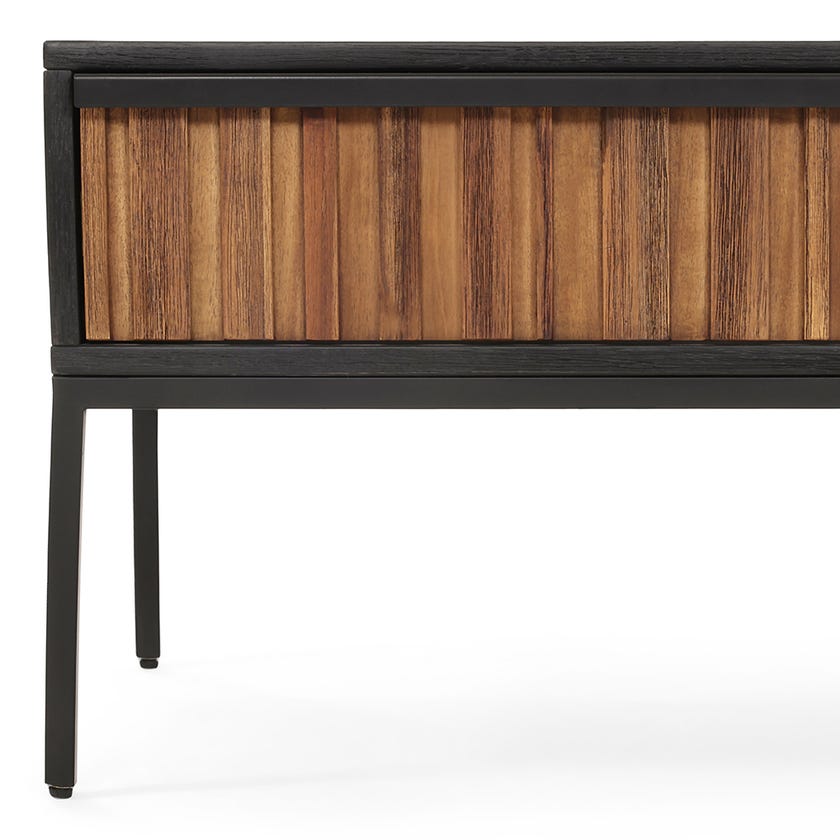 Rectangular Black and Walnut Panelled Coffee Table with 2 Drawers