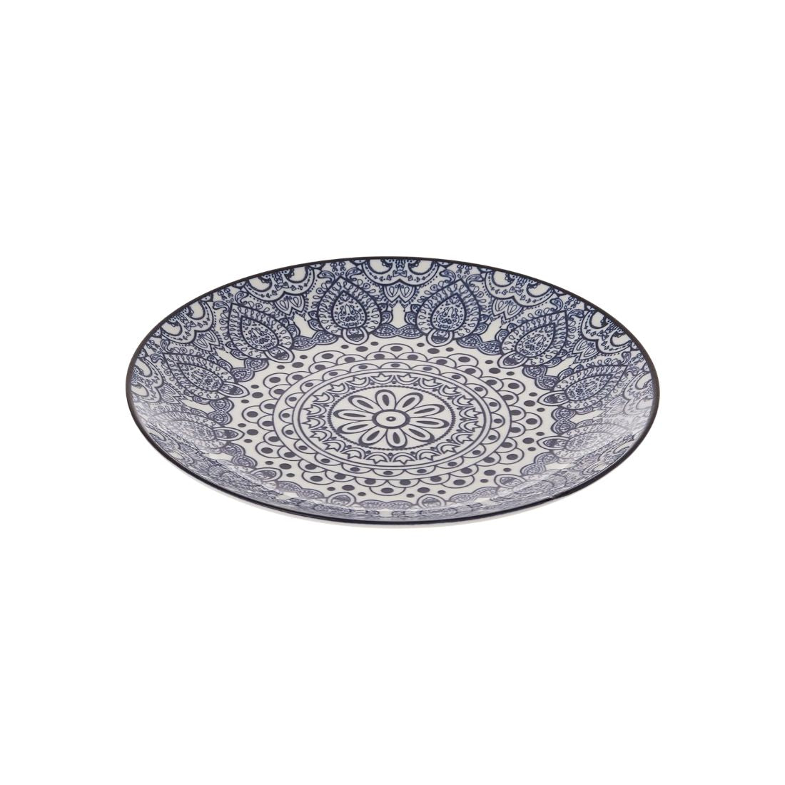 White and Blue Printed Plate